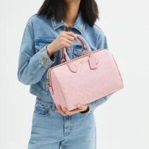 Coach powder pink Rowan Large Satchel Bag In Signature Canvas